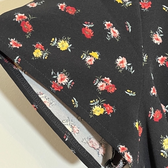 Lane Bryant Floral Top 18 Black Boho Western Preppy Dainty Belted Peasant Hippie - Picture 6 of 13